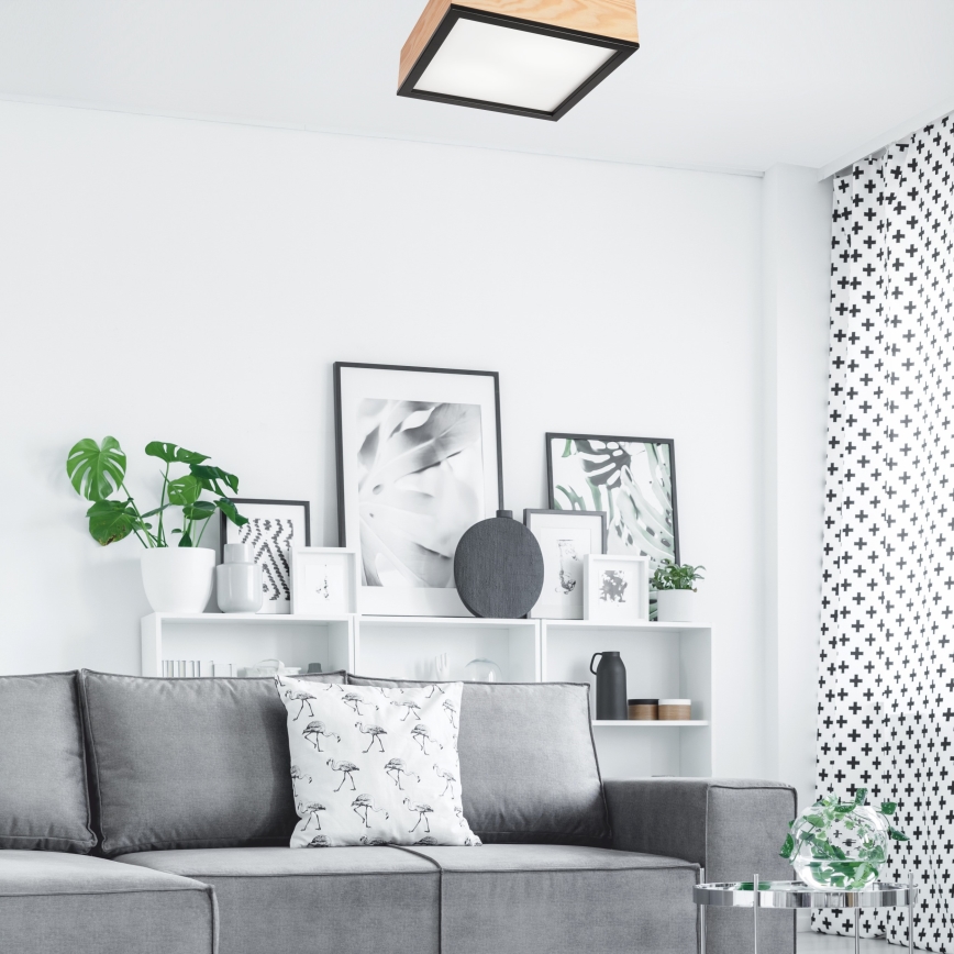 Ceiling light NATURAL SQUARE 2xE27/15W/230V 31x31 cm pine/black