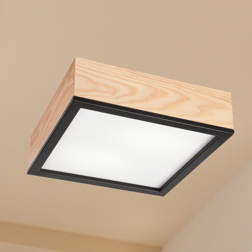 Ceiling light NATURAL SQUARE 2xE27/15W/230V 31x31 cm pine/black