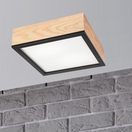 Ceiling light NATURAL SQUARE 2xE27/15W/230V 31x31 cm pine/black