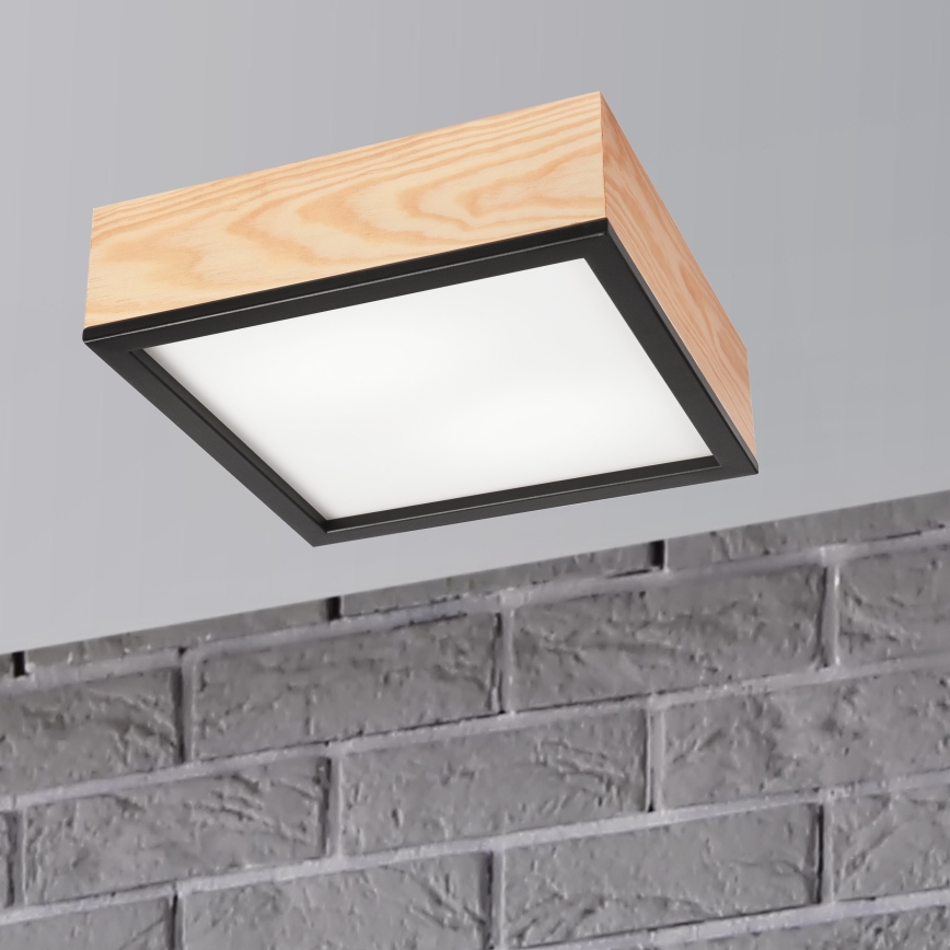 Ceiling light NATURAL SQUARE 2xE27/15W/230V 31x31 cm pine/black