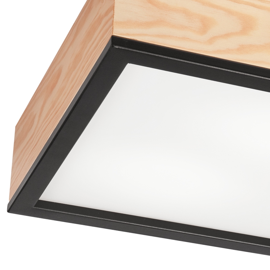 Ceiling light NATURAL SQUARE 2xE27/15W/230V 31x31 cm pine/black