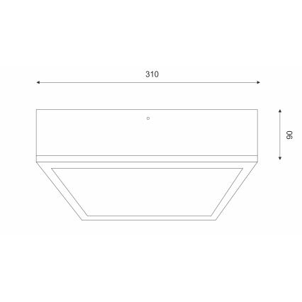 Ceiling light NATURAL SQUARE 2xE27/15W/230V 31x31 cm pine/black