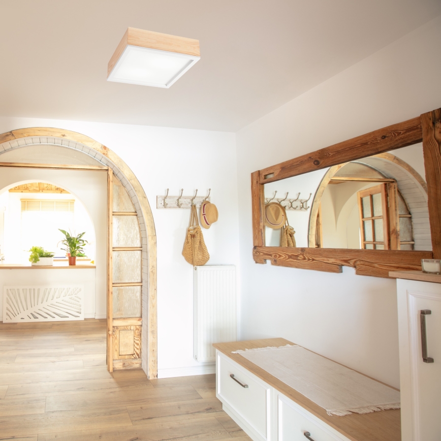 Ceiling light NATURAL SQUARE 2xE27/15W/230V 31x31 cm pine/white