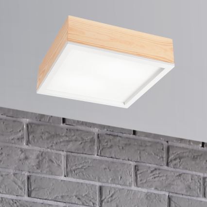 Ceiling light NATURAL SQUARE 2xE27/15W/230V 31x31 cm pine/white