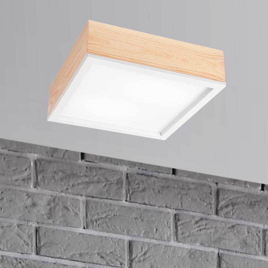 Ceiling light NATURAL SQUARE 2xE27/15W/230V 31x31 cm pine/white