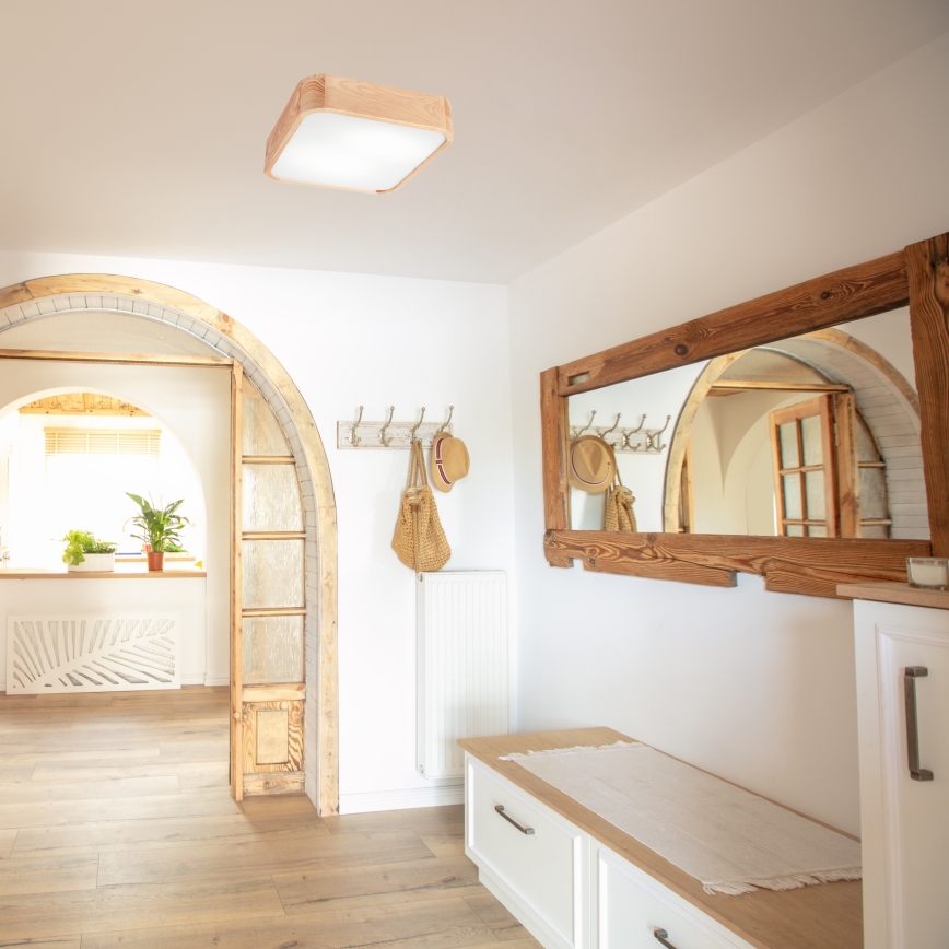Ceiling light NATURAL SQUARE 2xE27/15W/230V 35x35 cm pine