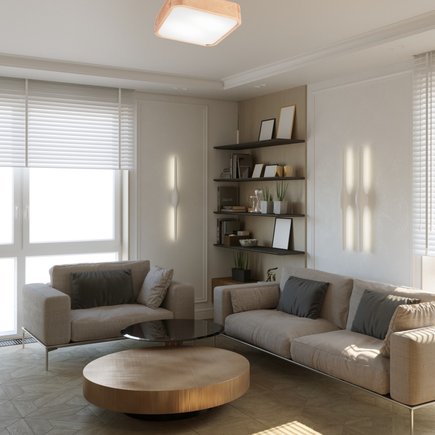 Ceiling light NATURAL SQUARE 2xE27/15W/230V 35x35 cm pine