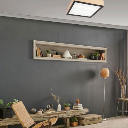 Ceiling light NATURAL SQUARE 4xE27/15W/230V 39x39 cm pine/black