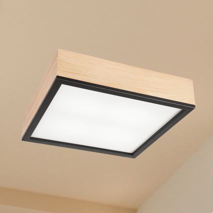 Ceiling light NATURAL SQUARE 4xE27/15W/230V 39x39 cm pine/black