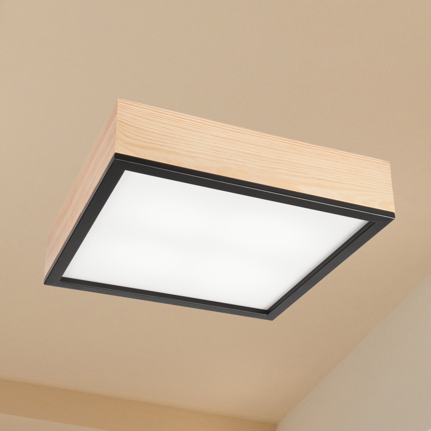 Ceiling light NATURAL SQUARE 4xE27/15W/230V 39x39 cm pine/black