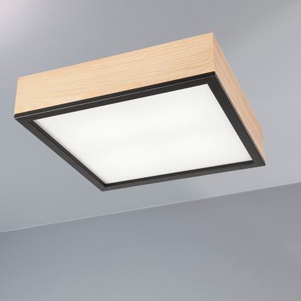 Ceiling light NATURAL SQUARE 4xE27/15W/230V 39x39 cm pine/black