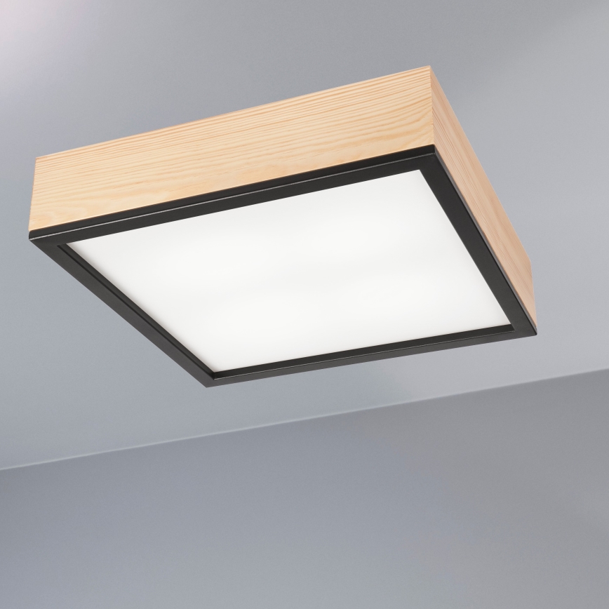 Ceiling light NATURAL SQUARE 4xE27/15W/230V 39x39 cm pine/black