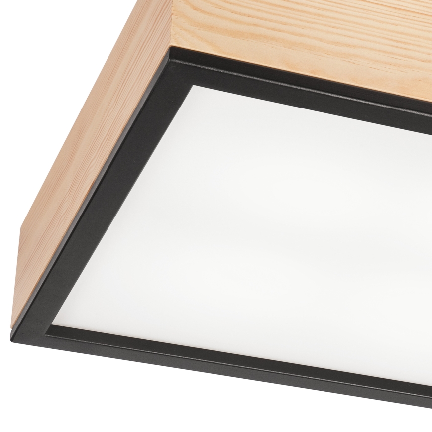 Ceiling light NATURAL SQUARE 4xE27/15W/230V 39x39 cm pine/black