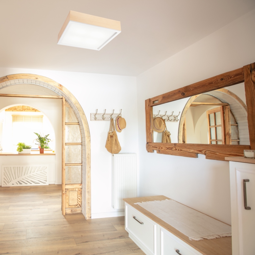 Ceiling light NATURAL SQUARE 4xE27/15W/230V 39x39 cm pine/white