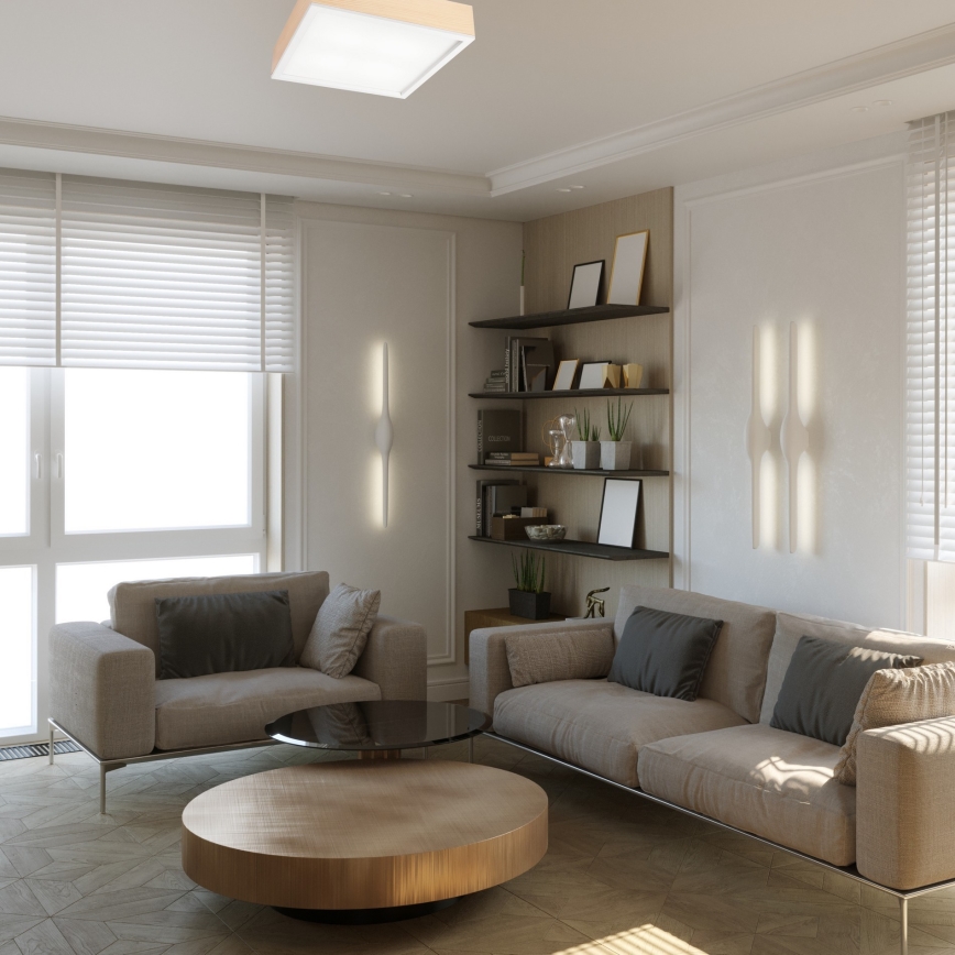 Ceiling light NATURAL SQUARE 4xE27/15W/230V 39x39 cm pine/white