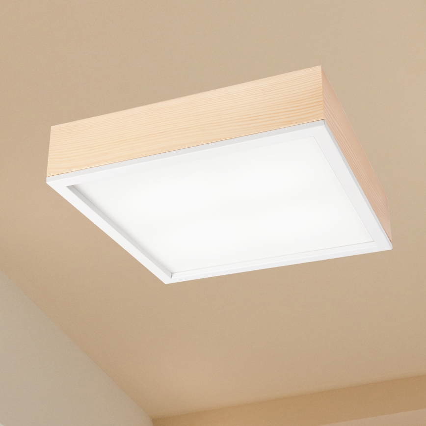 Ceiling light NATURAL SQUARE 4xE27/15W/230V 39x39 cm pine/white