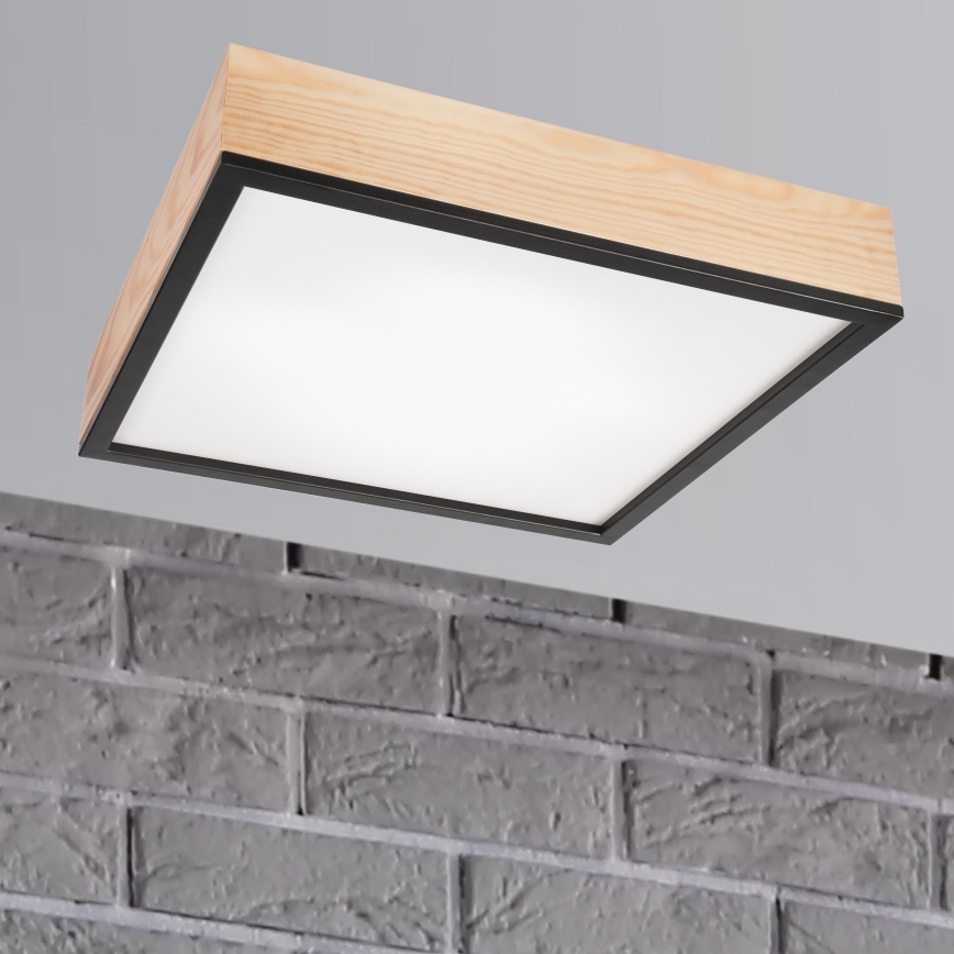 Ceiling light NATURAL SQUARE 4xE27/15W/230V 48x48 cm pine/black