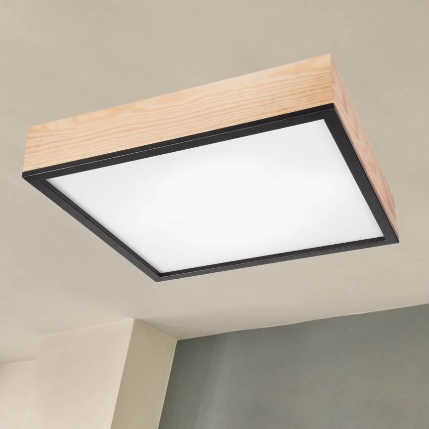 Ceiling light NATURAL SQUARE 4xE27/15W/230V 48x48 cm pine/black