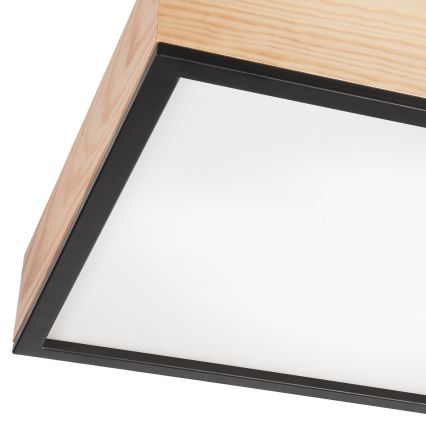 Ceiling light NATURAL SQUARE 4xE27/15W/230V 48x48 cm pine/black