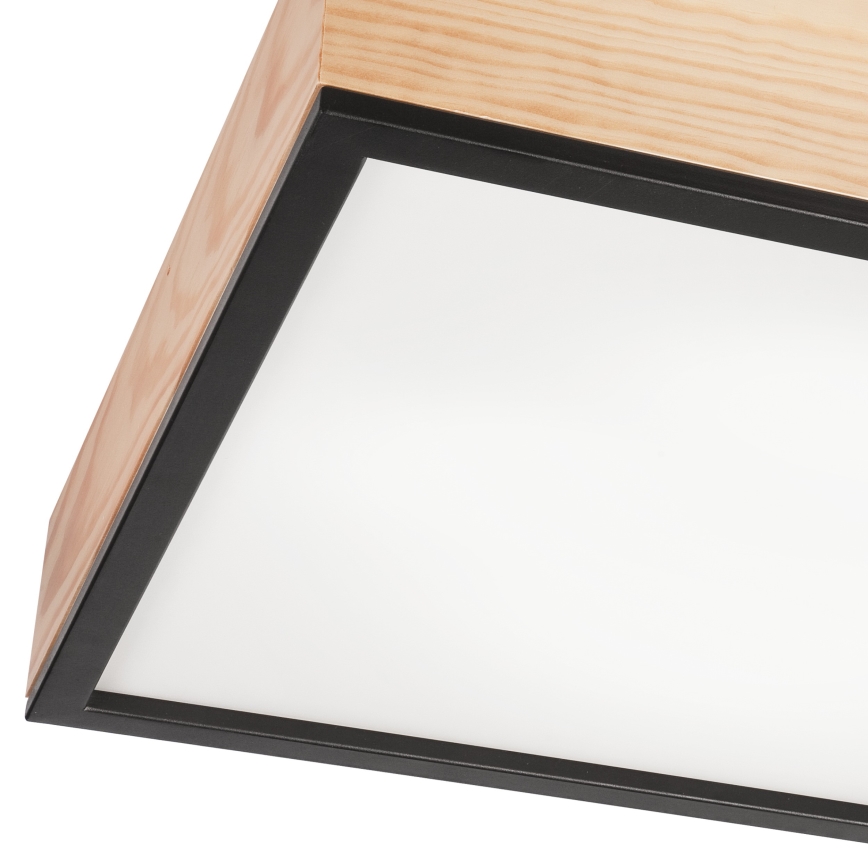 Ceiling light NATURAL SQUARE 4xE27/15W/230V 48x48 cm pine/black