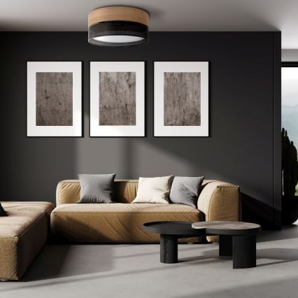 Ceiling light NICOL 4xE27/15W/230V Ø 50 cm veneer/black