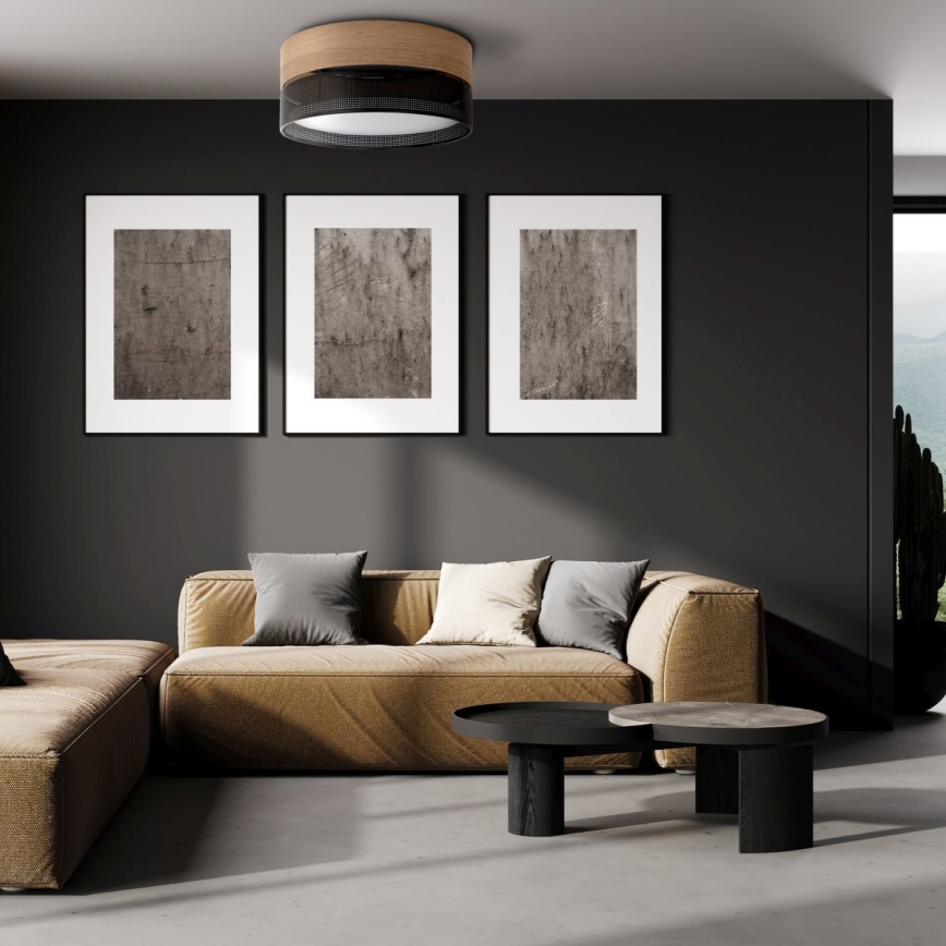 Ceiling light NICOL 4xE27/15W/230V Ø 50 cm veneer/black