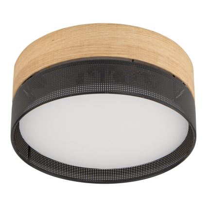 Ceiling light NICOL 4xE27/15W/230V Ø 50 cm veneer/black