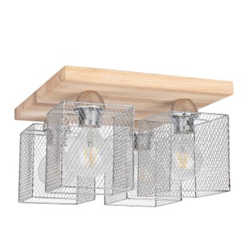 Ceiling light NORMAN WOOD 4xE27/25W/230V matte oak