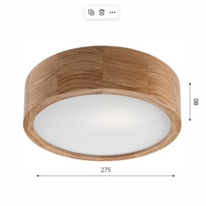 Ceiling light OAK 1xE27/60W/230V oak ø 27,5 cm