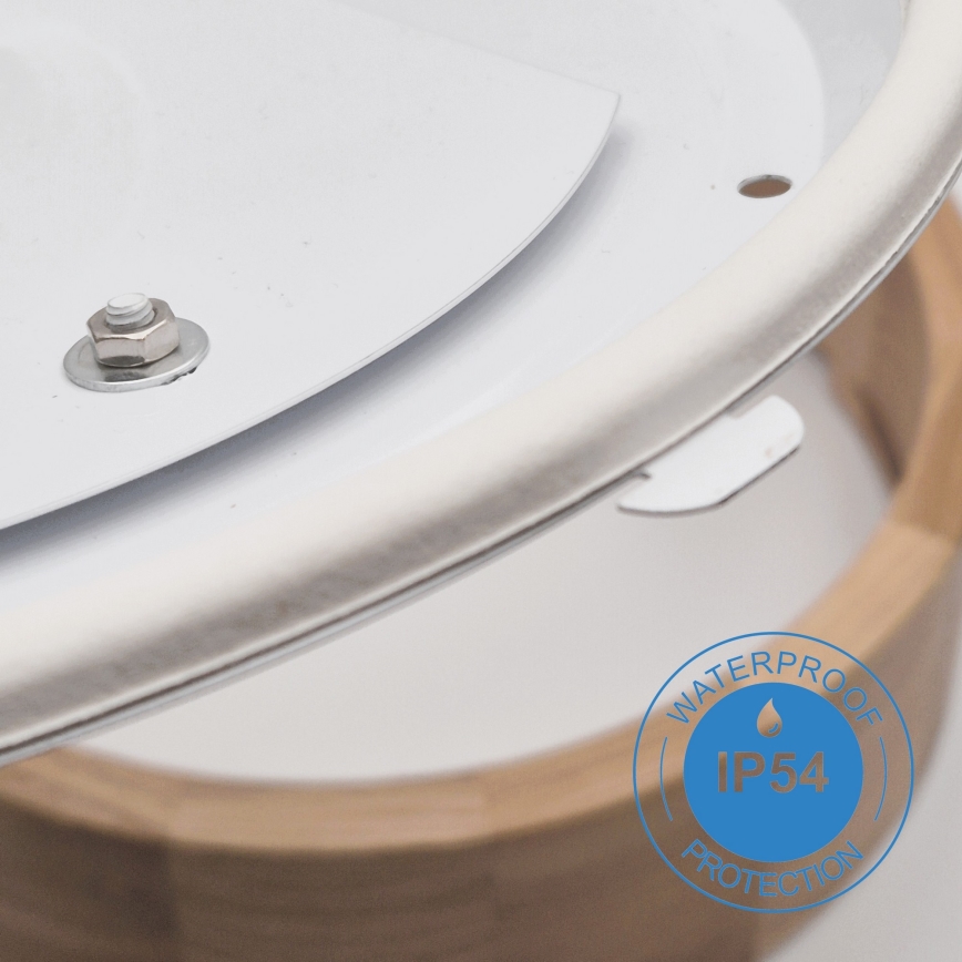 OAK Bathroom Ceiling Light, 2x E27 (max 15W), 230V, IP54, Oak Finish, Ø 27 cm