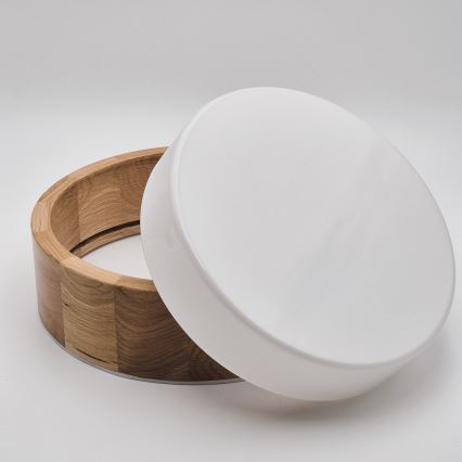 OAK Bathroom Ceiling Light, 2x E27 (max 15W), 230V, IP54, Oak Finish, Ø 27 cm