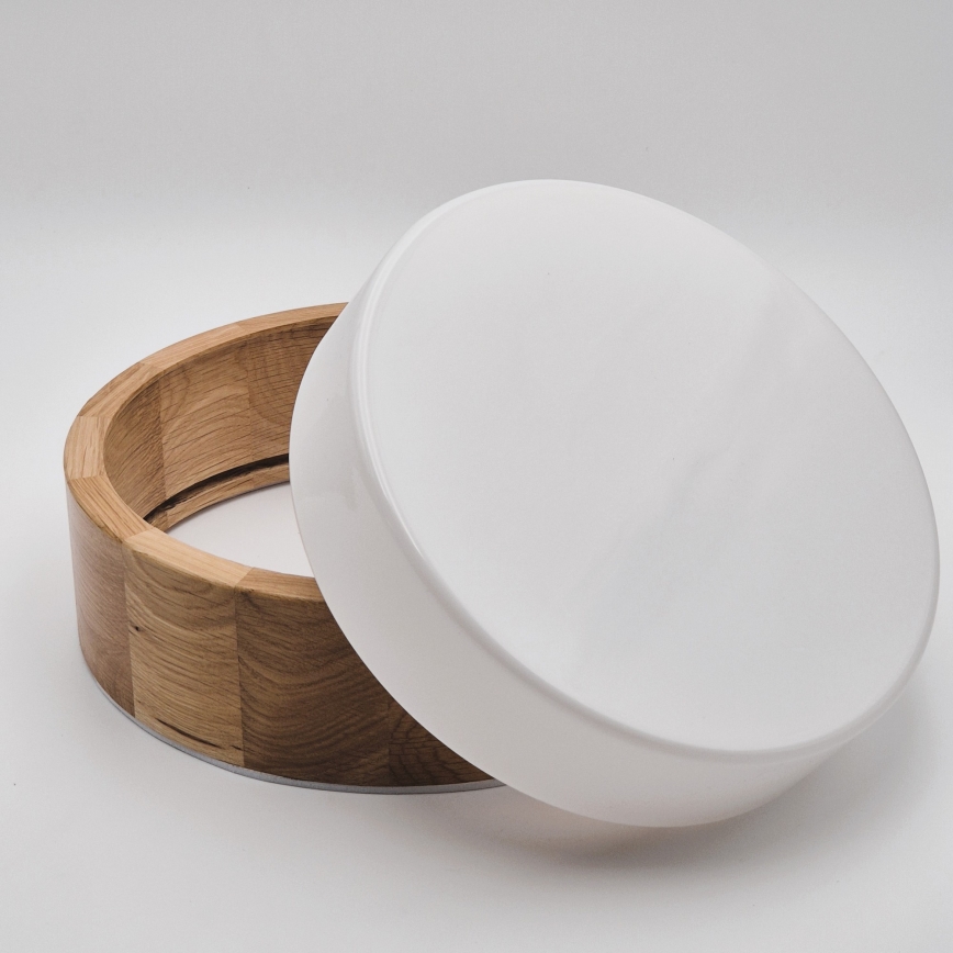 OAK Bathroom Ceiling Light, 2x E27 (max 15W), 230V, IP54, Oak Finish, Ø 27 cm