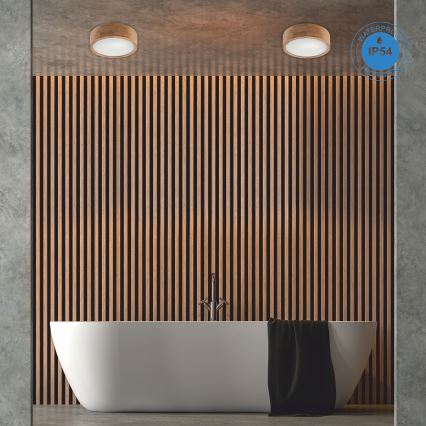 Bathroom ceiling light OAK 2xE27/15W/230V IP54 oak ø 27 cm - FSC certified