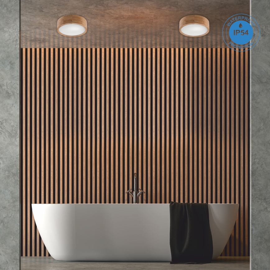 Bathroom ceiling light OAK 2xE27/15W/230V IP54 oak ø 27 cm