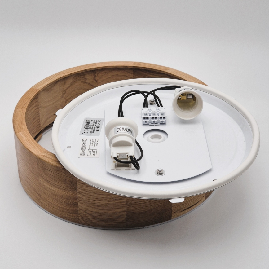 Bathroom ceiling light OAK 2xE27/15W/230V IP54 oak ø 27 cm