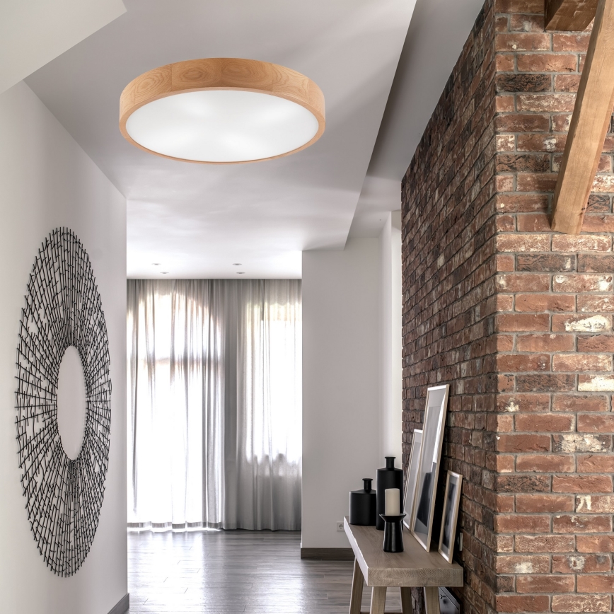 Ceiling light OAK 4xE27/60W/230V ø 57 cm oak