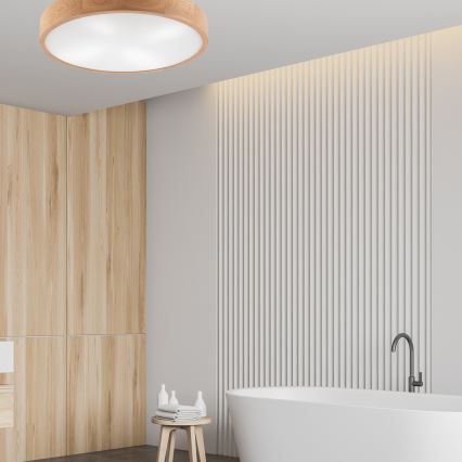 Ceiling light OAK 4xE27/60W/230V ø 57 cm oak