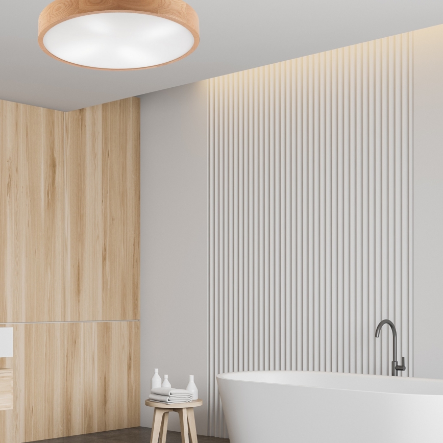 Ceiling light OAK 4xE27/60W/230V ø 57 cm oak