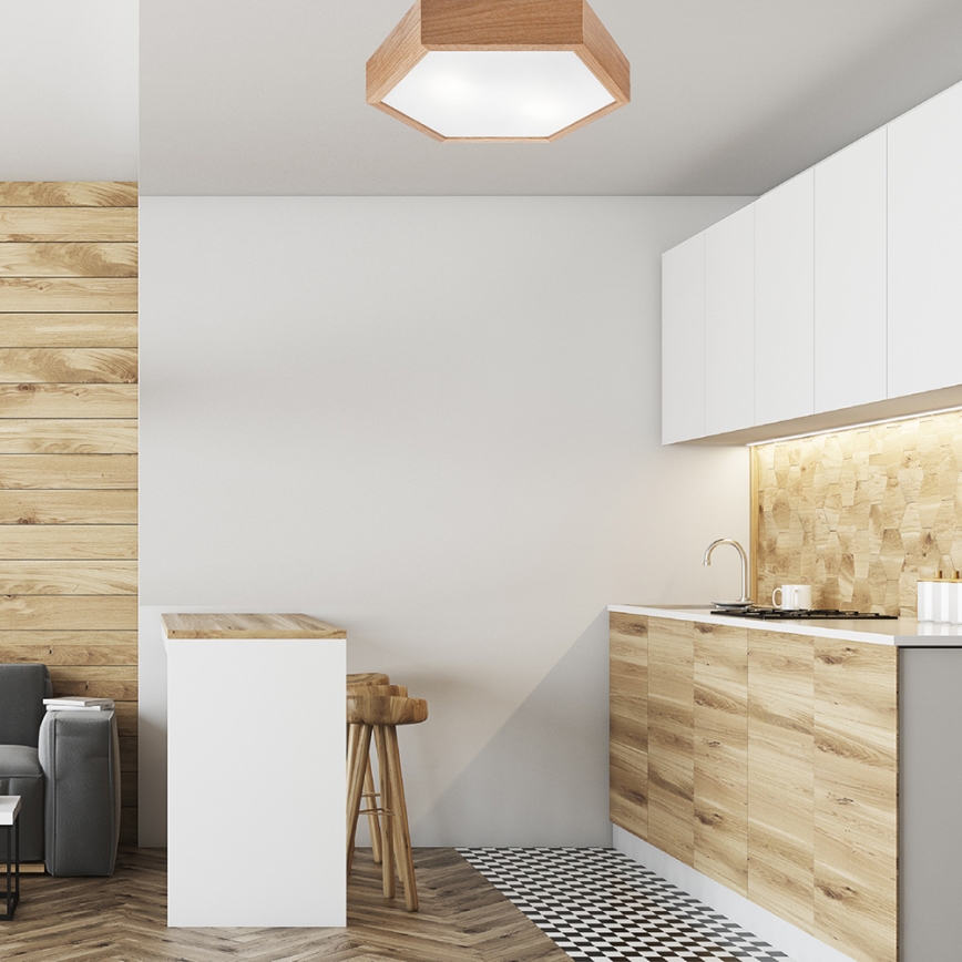 Ceiling light OAK HEX 2xE27/60W/230V d. 43 cm oak