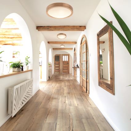 Ceiling light OAK SLIM 2xE27/60W/230V oak ø 37 cm - FSC certified