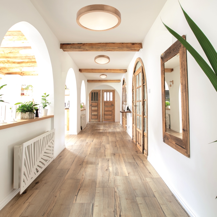 Ceiling light OAK SLIM 2xE27/60W/230V oak ø 37 cm - FSC certified