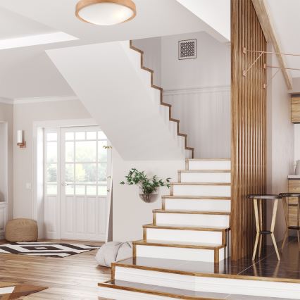 Ceiling light OAK SLIM 2xE27/60W/230V oak ø 37 cm - FSC certified