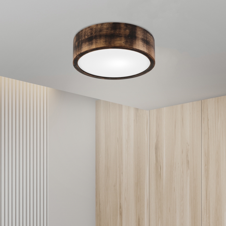 Ceiling light OAK SMOKY 1xE27/15W/230V ø 27,5 cm oak/dark brown