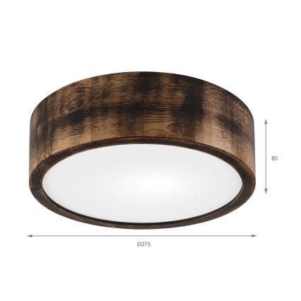 Ceiling light OAK SMOKY 1xE27/15W/230V ø 27,5 cm oak/dark brown