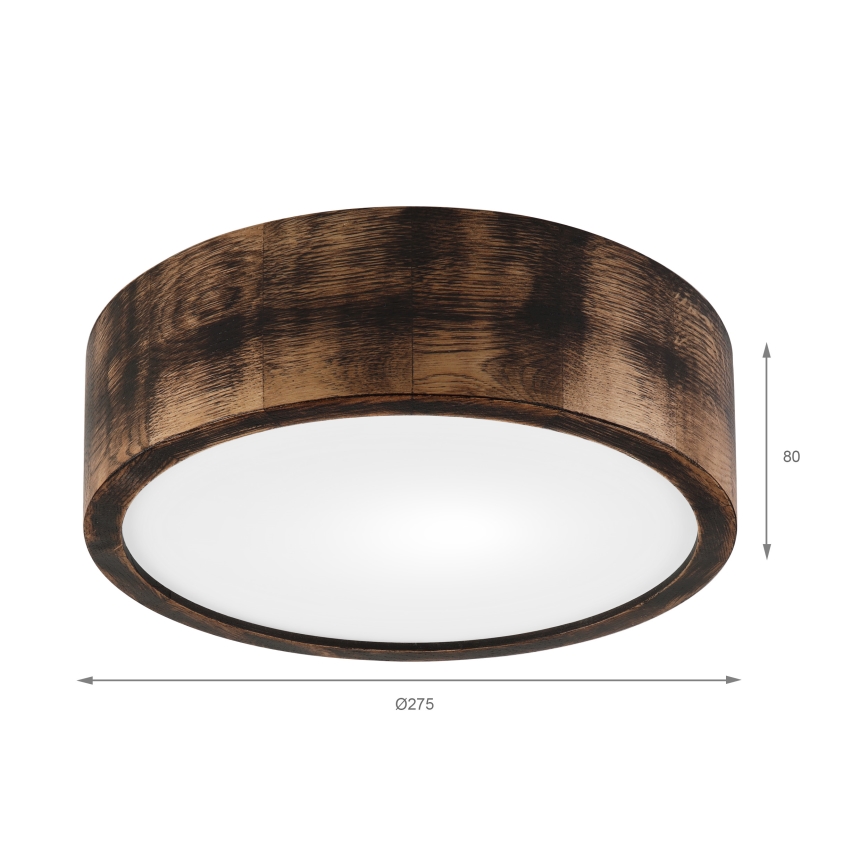 Ceiling light OAK SMOKY 1xE27/15W/230V ø 27,5 cm oak/dark brown