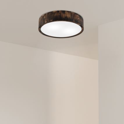 Ceiling light OAK SMOKY 2xE27/15W/230V ø 37,5 cm oak/dark brown