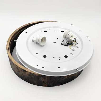 Ceiling light OAK SMOKY 2xE27/15W/230V ø 37,5 cm oak/dark brown