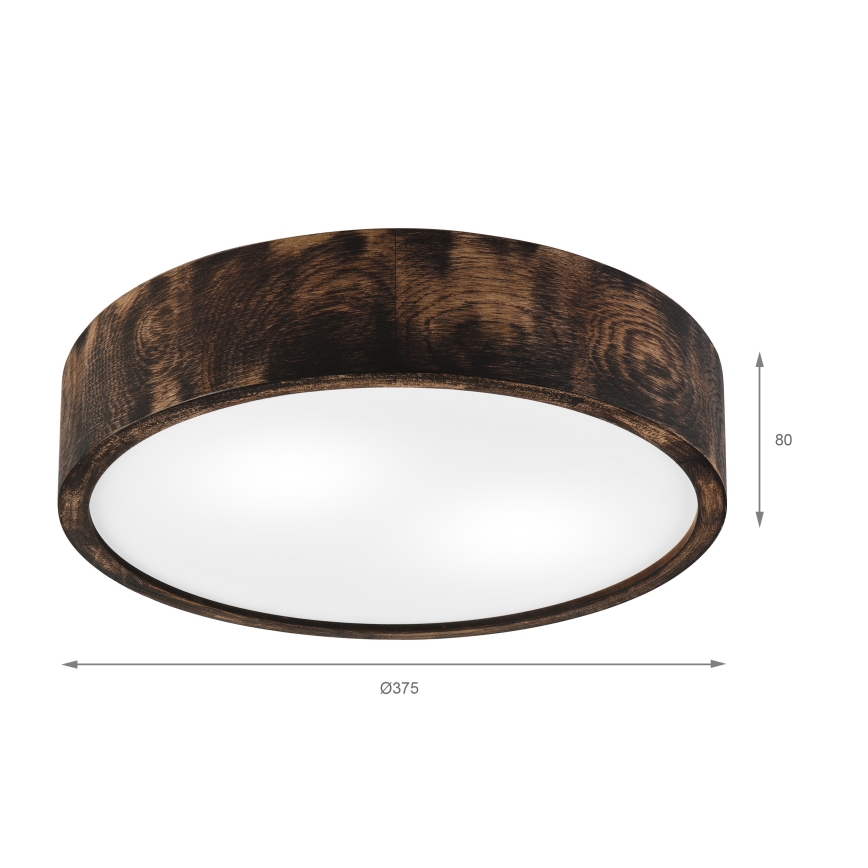 Ceiling light OAK SMOKY 2xE27/15W/230V ø 37,5 cm oak/dark brown