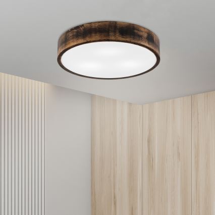 Ceiling light OAK SMOKY 3xE27/15W/230V ø 47,5 cm oak/dark brown