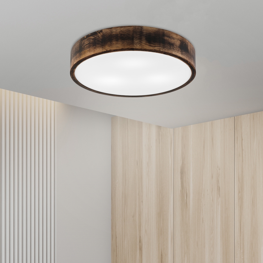 Ceiling light OAK SMOKY 3xE27/15W/230V ø 47,5 cm oak/dark brown